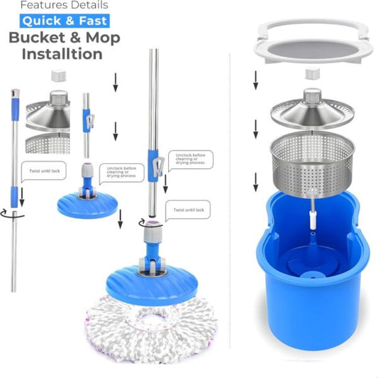Mop Rotativ cu Găleată Super Absorbant 360°